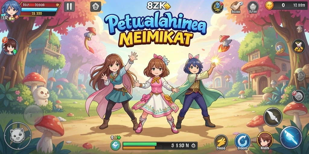 Screenshot utama 8ZK menunjukkan aksi pertarungan karakter Anime.