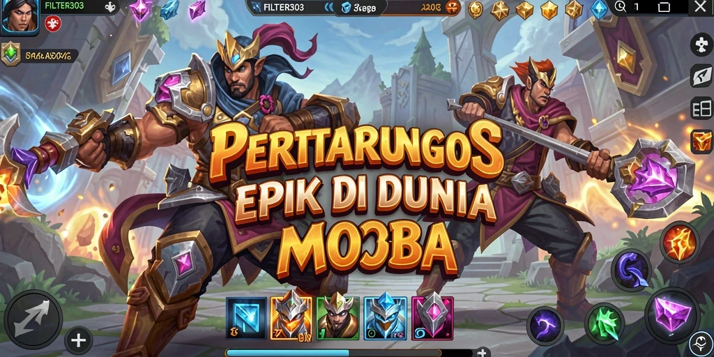 Tampilan aksi seru dalam permainan MOBA FILTER303.