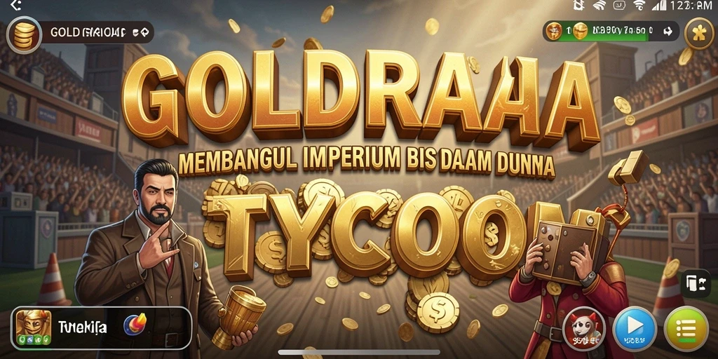 Tangkapan layar gameplay menunjukkan keseruan membangun bisnis dalam GOLDRAJA.