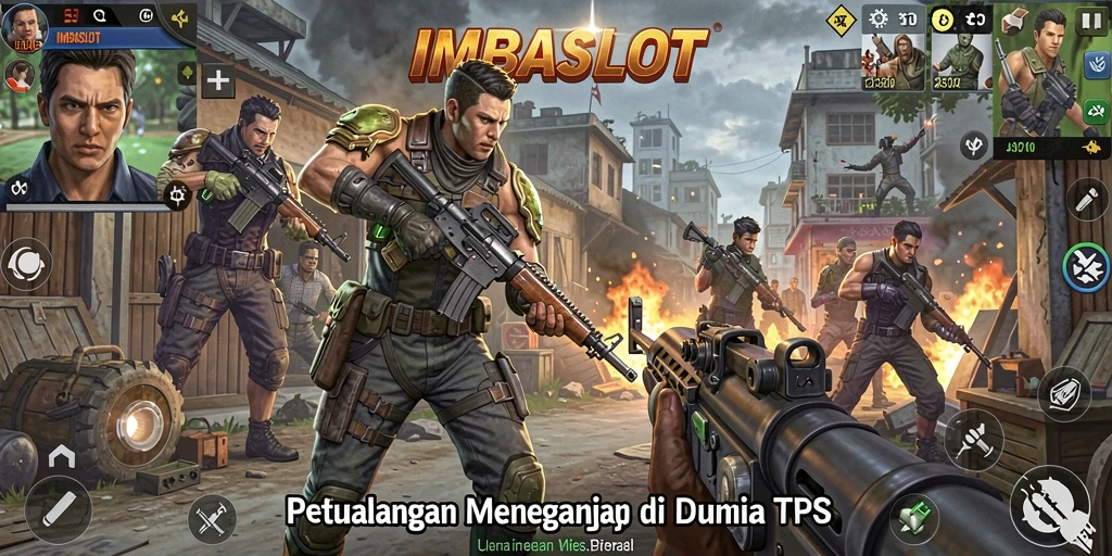Tampilan gameplay menegangkan dalam IMBASLOT dengan aksi TPS.