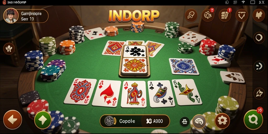 Tampilan gameplay seru Gaple di INDORP dengan teman-teman.