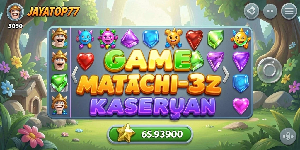 Screenshot gameplay JAYATOP77 menampilkan kecocokan permata yang menawan.