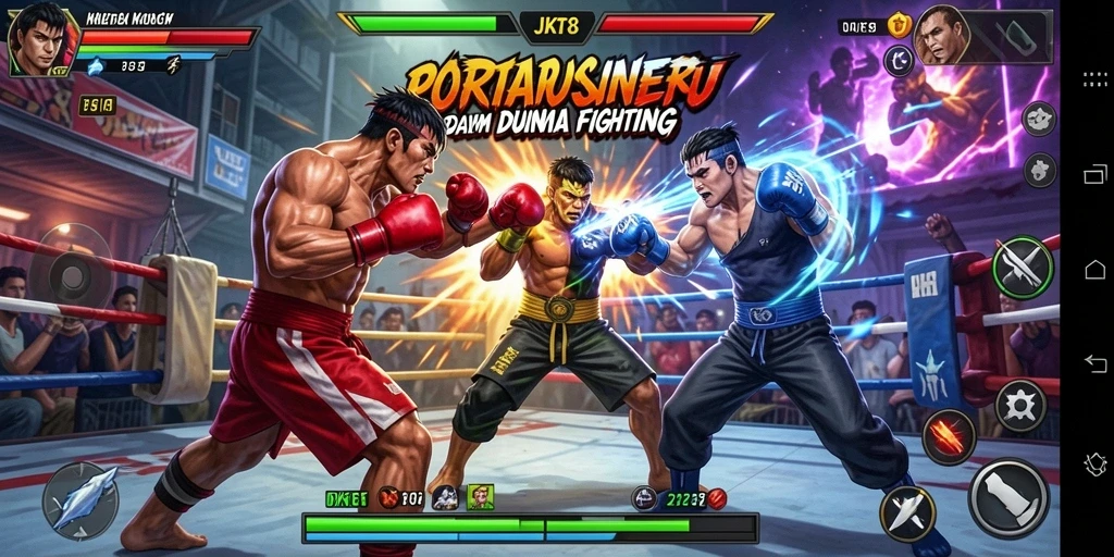 Gameplay seru JKT8 dengan pertarungan karakter yang menegangkan.