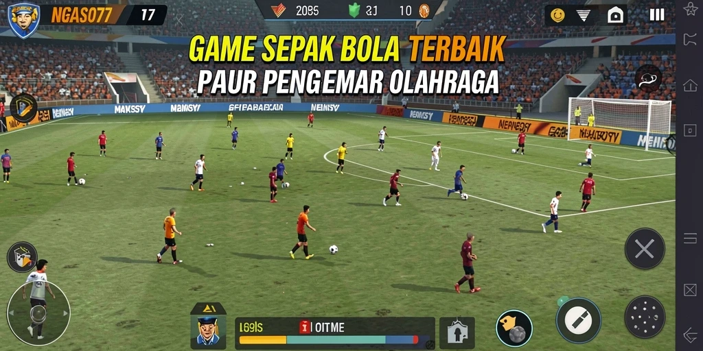 Tangkapan layar gameplay NGASO77 menampilkan aksi sepak bola yang penuh semangat.