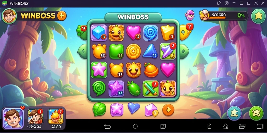 Tangkapan layar permainan WINBOSS dengan gameplay seru Match-3.